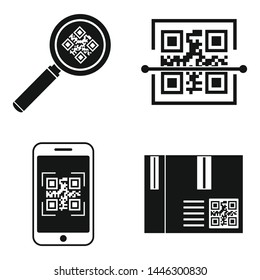 QR code mobile icons set. Simple set of QR code mobile vector icons for web design on white background