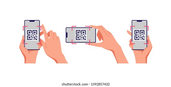 QR code mobile phone scan on screen. Business and technology concept. Vector illustration.