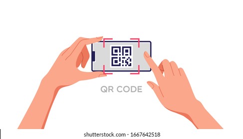 QR code mobile phone scan on screen. Business and technology concept. Vector illustration.