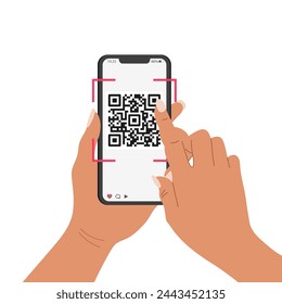 QR code mobile phone scan on screen. Business and technology concept. Illustration. Vector.