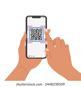 QR code mobile phone scan on screen. Business and technology concept. Illustration. Vector.