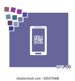 Qr code in mobile vector icon