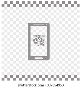 Qr code in mobile vector icon