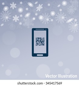 Qr code in mobile vector icon