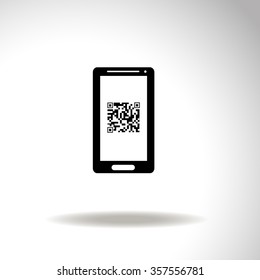 Qr code in mobile vector icon