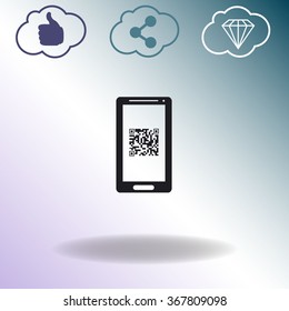 Qr code in mobile vector icon