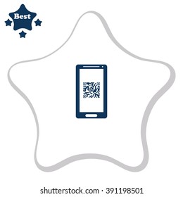 Qr code in mobile vector icon