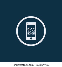 Qr code in mobile vector icon