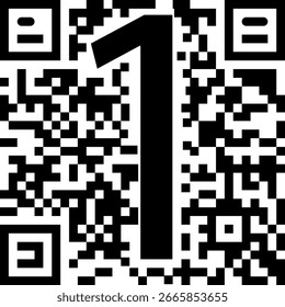 QR code with number 1. Label with a QR code. 