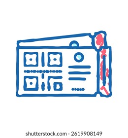 qr code on cinema ticket doodle icon sketch vector. qr code on cinema ticket sign. isolated symbol illustration