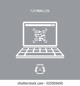 Qr code on laptop - Flat minimal icon