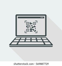 Qr code on laptop - Flat minimal icon
