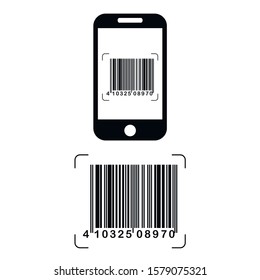 QR code on mobile or cell phone. QR Code vector illustration. symbolic barcode icon. Big informational qr code for digital scanners