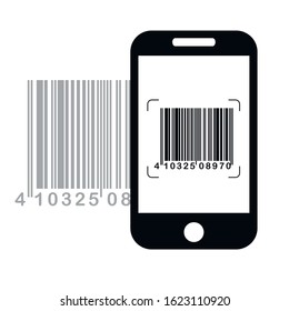 QR code on mobile or cell phone. QR Code vector illustration. symbolic barcode icon. Big informational qr code for digital scanners