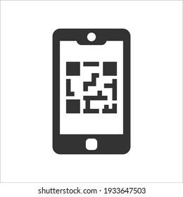 Qr Code On Mobile Icon, Vector Graphics