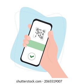 QR CODE on a mobile phone, digital technology. Vector