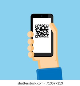 QR code on mobile phone vector business design.