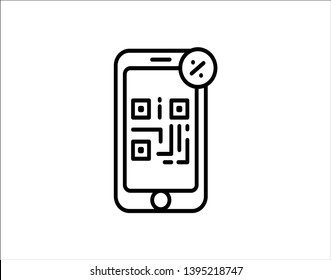 QR code on mobile smart phone icon - vector