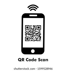 QR code on mobile smart phone vector illustartion