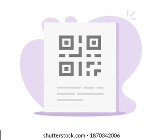 Qr Code On Paper Document Info Page Icon Vector Flat Cartoon Illustration, Idea Of Digital Internet Instructions Technology