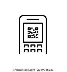 Qr code on a payment terminal. Contactless payment methods. Pixel perfect, editable stroke