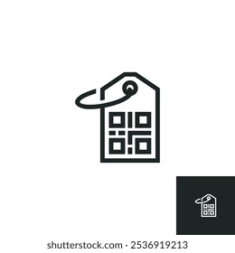 Código QR no ícone da etiqueta de preço isolado no fundo branco. As ilustrações vetoriais são feitas com software baseado em vetor, não com resultados gerados por IA.