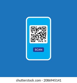 QR Code on Screen Smartphone Icon Vector in Flat Style