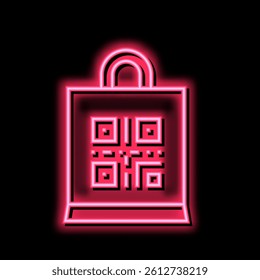 qr code on shop bag neon light sign vector. qr code on shop bag illustration