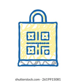 qr code on shop bag doodle icon sketch vector. qr code on shop bag sign. isolated symbol illustration