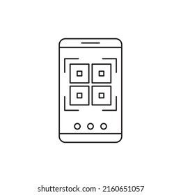 QR code on smartphone icon in line style icon, style isolated on white background