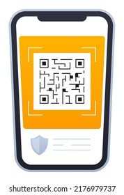 QR Code On Smartphone - Modern Flat Design Style Single Isolated Object. Neat Detailed Image Of Personal Identification Cipher. Certificate Of The Vaccinated, Certificate, Modern Technology Idea