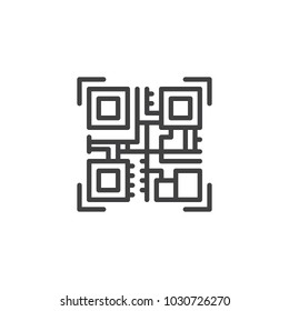 QR code outline icon. linear style sign for mobile concept and web design. Blockchain based connections simple line vector icon. Symbol, logo illustration.