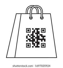 qr code over bag design of technology scan information business price communication barcode digital and data theme Vector illustration