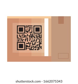 qr code over box design of technology scan information business price communication barcode digital and data theme Vector illustration