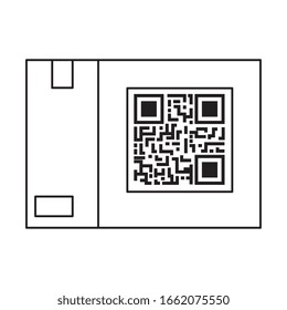 qr code over box design of technology scan information business price communication barcode digital and data theme Vector illustration