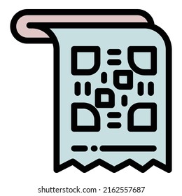 QR code paper icon outline vector. Scanner screen. Hand barcode