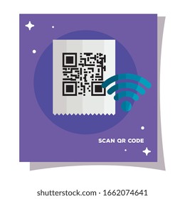 qr code paper and wifi design of technology scan information business price communication barcode digital and data theme Vector illustration