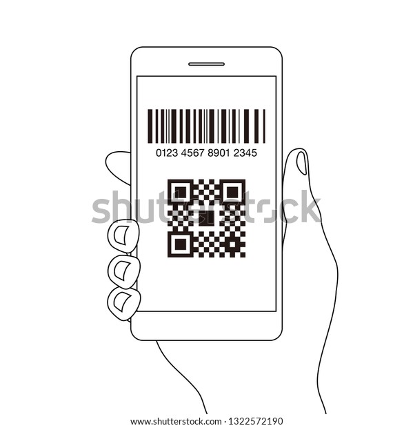 Qrコード支払い手差しスマートフォンアプリキャッシュレステクノロジコンセプトベクターイラストデザイン画像 お金なしのデジタル支払い のベクター画像素材 ロイヤリティフリー