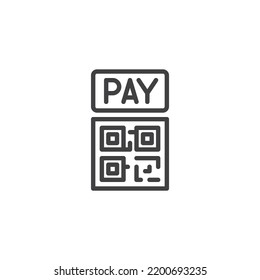 QR code payment line icon. linear style sign for mobile concept and web design. Pay by QR outline vector icon. Symbol, logo illustration. Vector graphics