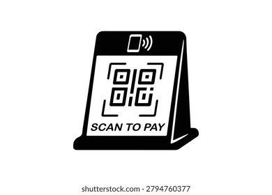 QR Code Payment Stand Silhouette Vector Icon