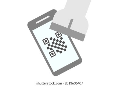 QR-Code-Zahlung, eine Art Smartphone-Zahlung. Eine im asiatischen Raum übliche Zahlungsmethode. Vektorgrafik.