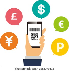 QR code payment vector illustration. 
Online payment. smartphone.