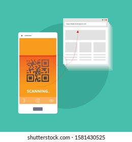 QR code reader app on smartphone screen. Scan QR code