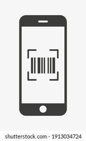 QR code reader smartphone vector icon. Phone barcode scanner.  