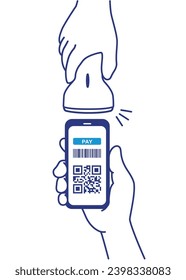 QR code reading SHOTLISTbanking,vector illustration.
Using QR code reader app