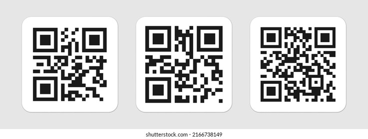 QR Code realistic sticker. 2D code pattern on isolated background. Vector illustration