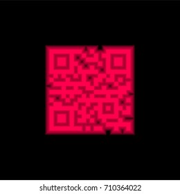 Qr code red glowing neon ui ux icon. Glowing sign logo vector