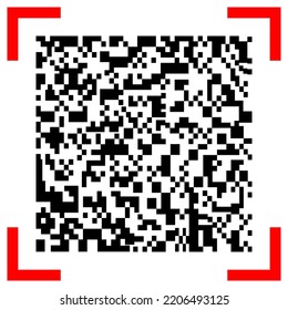 qr code with red scanner on white,vector illustration.