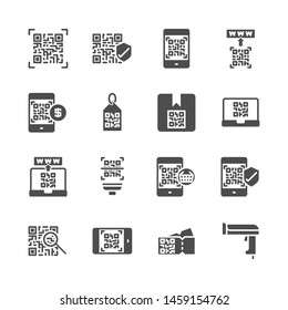 Qr code related in  glyph icon set.Vector illustration