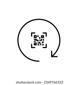 Qr code with renew symbol. Payment and rewards. Pixel perfect, editable stroke